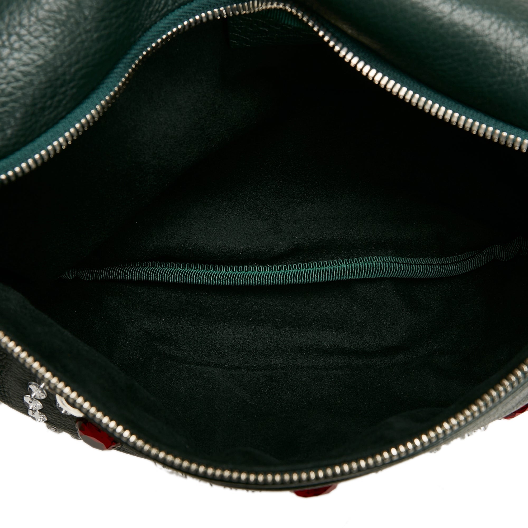 Gucci Web Belt Bag Green Crystal Embellished Leather