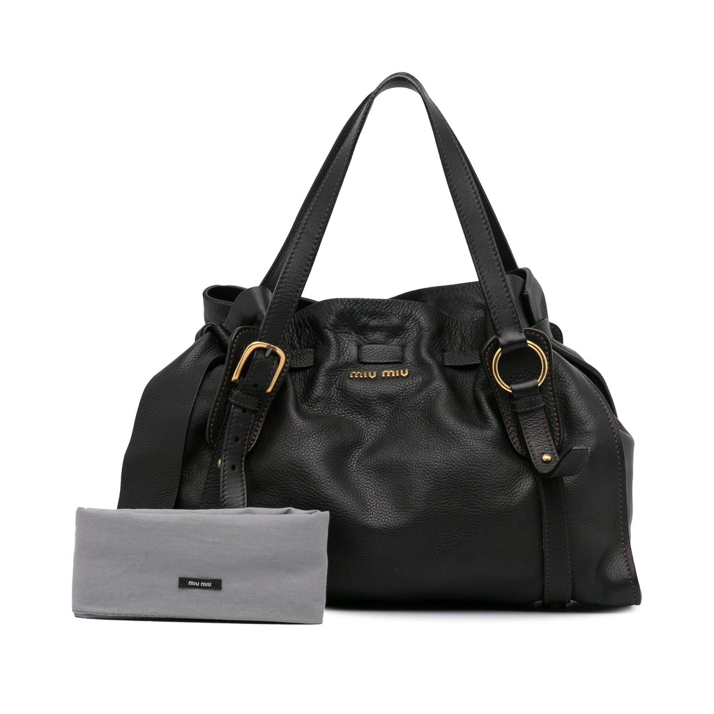 Black Miu Miu Leather Tote Bag