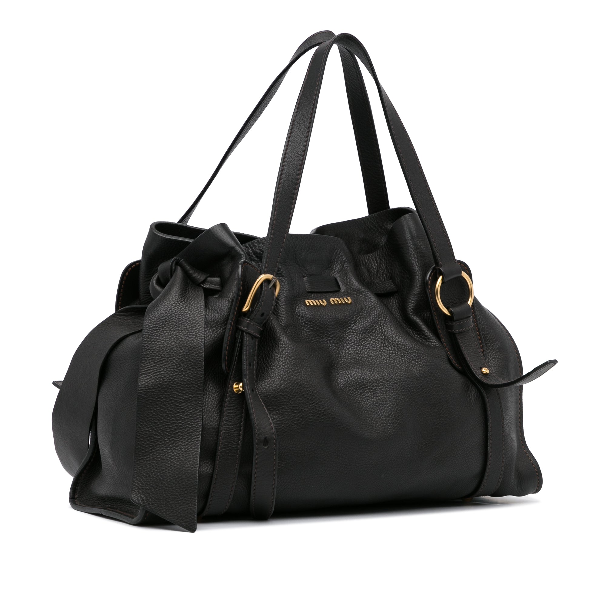 Black Miu Miu Leather Tote Bag