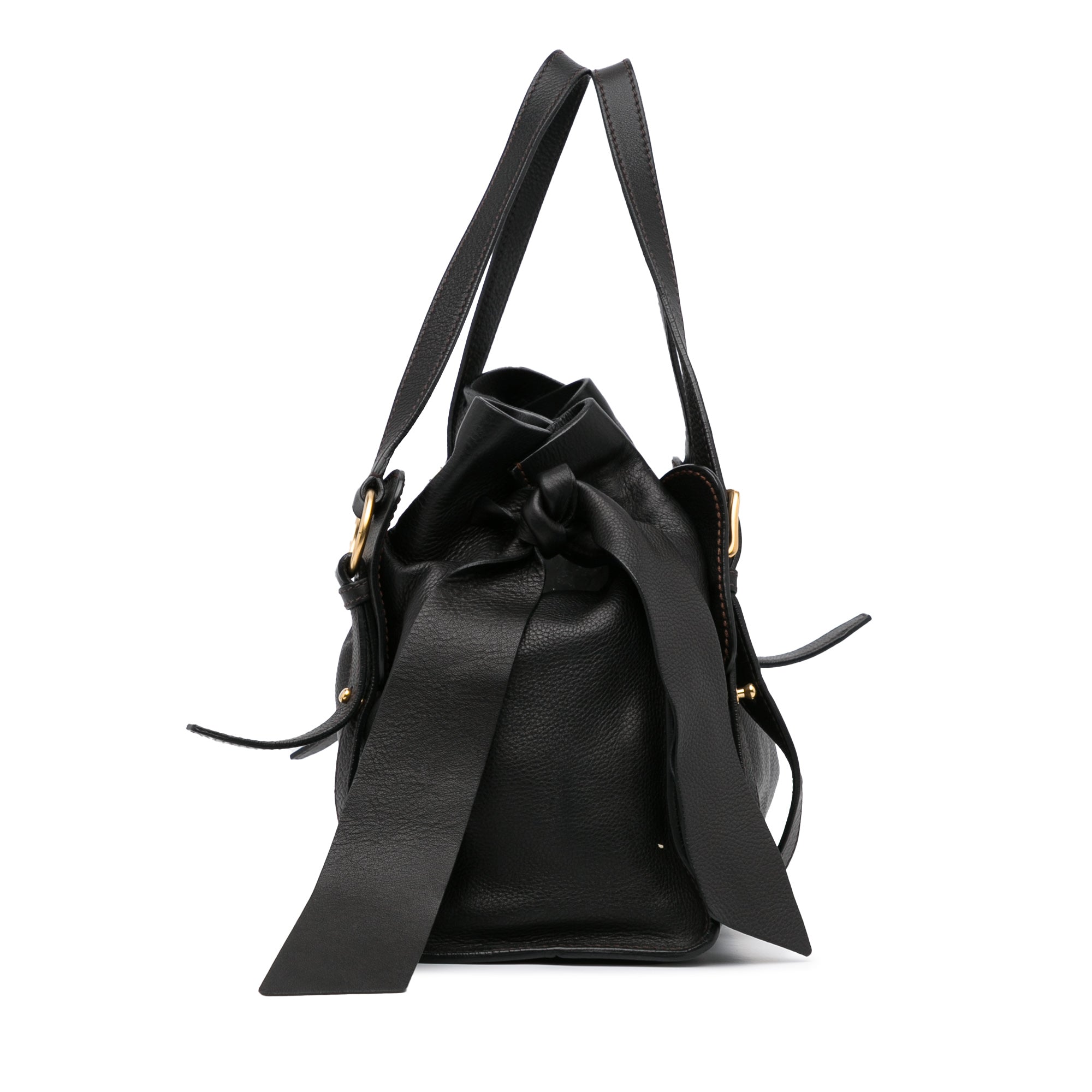 Black Miu Miu Leather Tote Bag