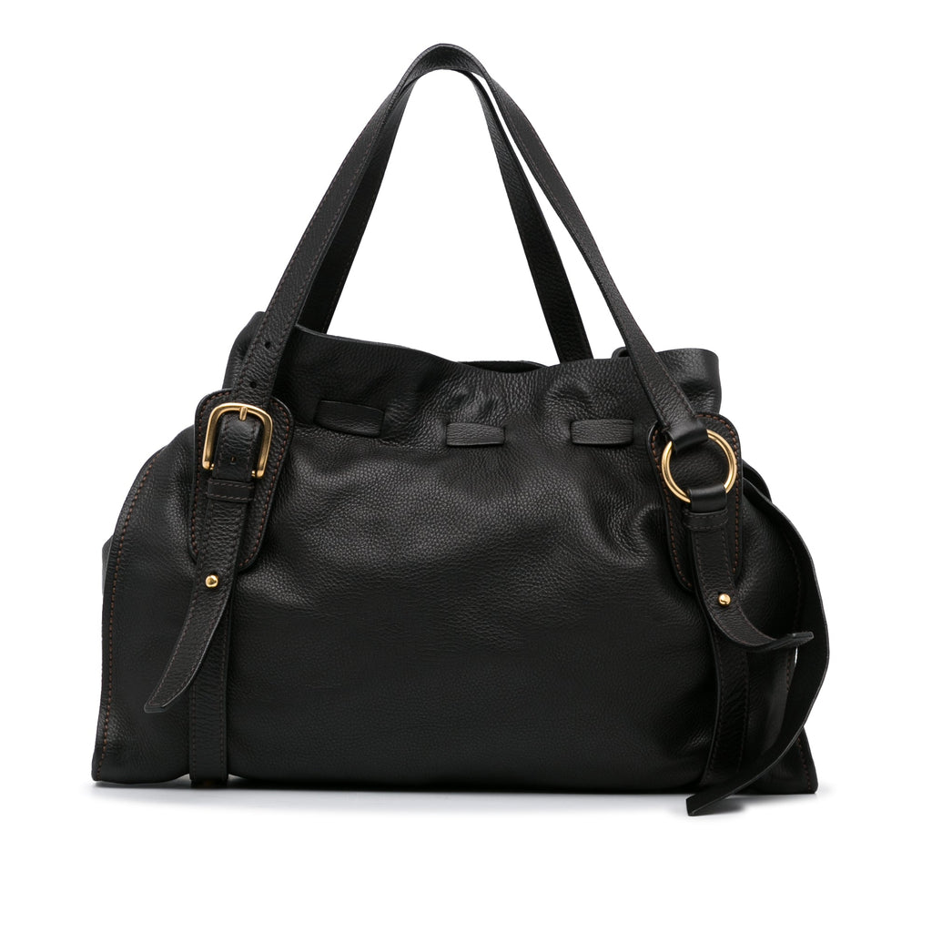 Black Miu Miu Leather Tote Bag