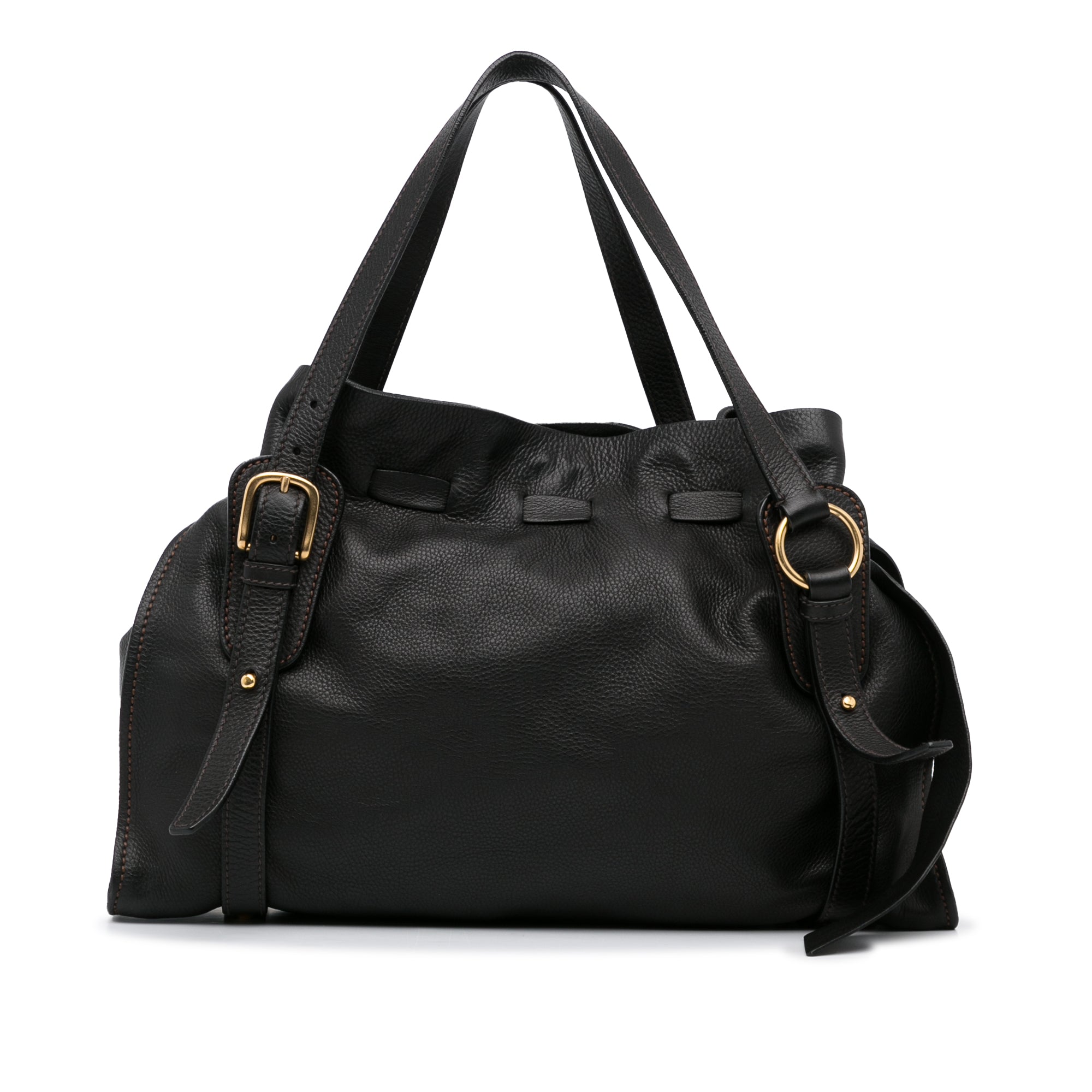 Black Miu Miu Leather Tote Bag