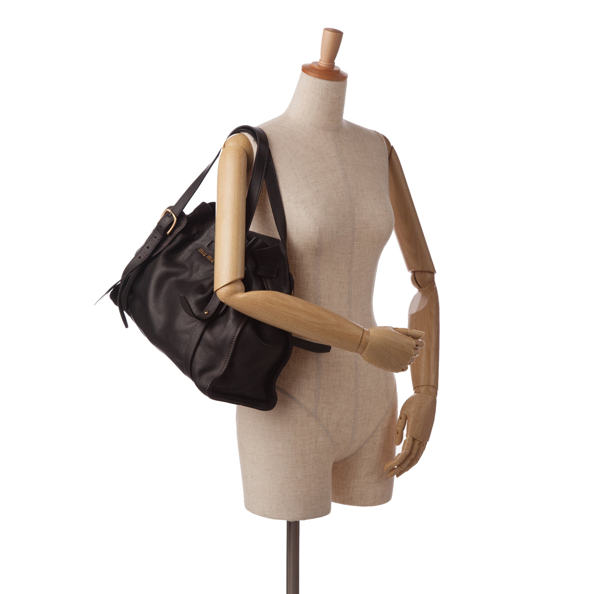 Black Miu Miu Leather Tote Bag