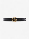 Gucci GG Marmont Thin Belt Black Leather 70cm 28"