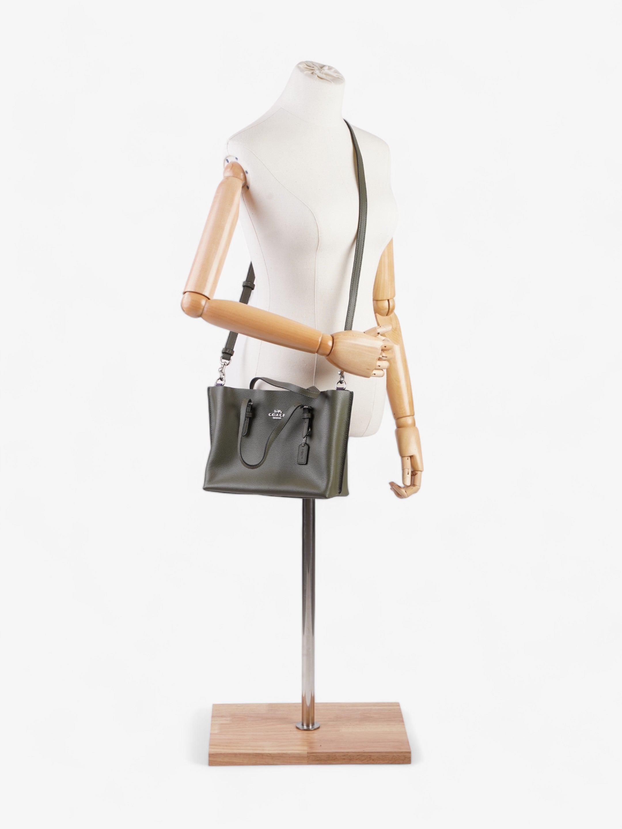 Coach Mollie Tote Bag 25 Olive Green Leather