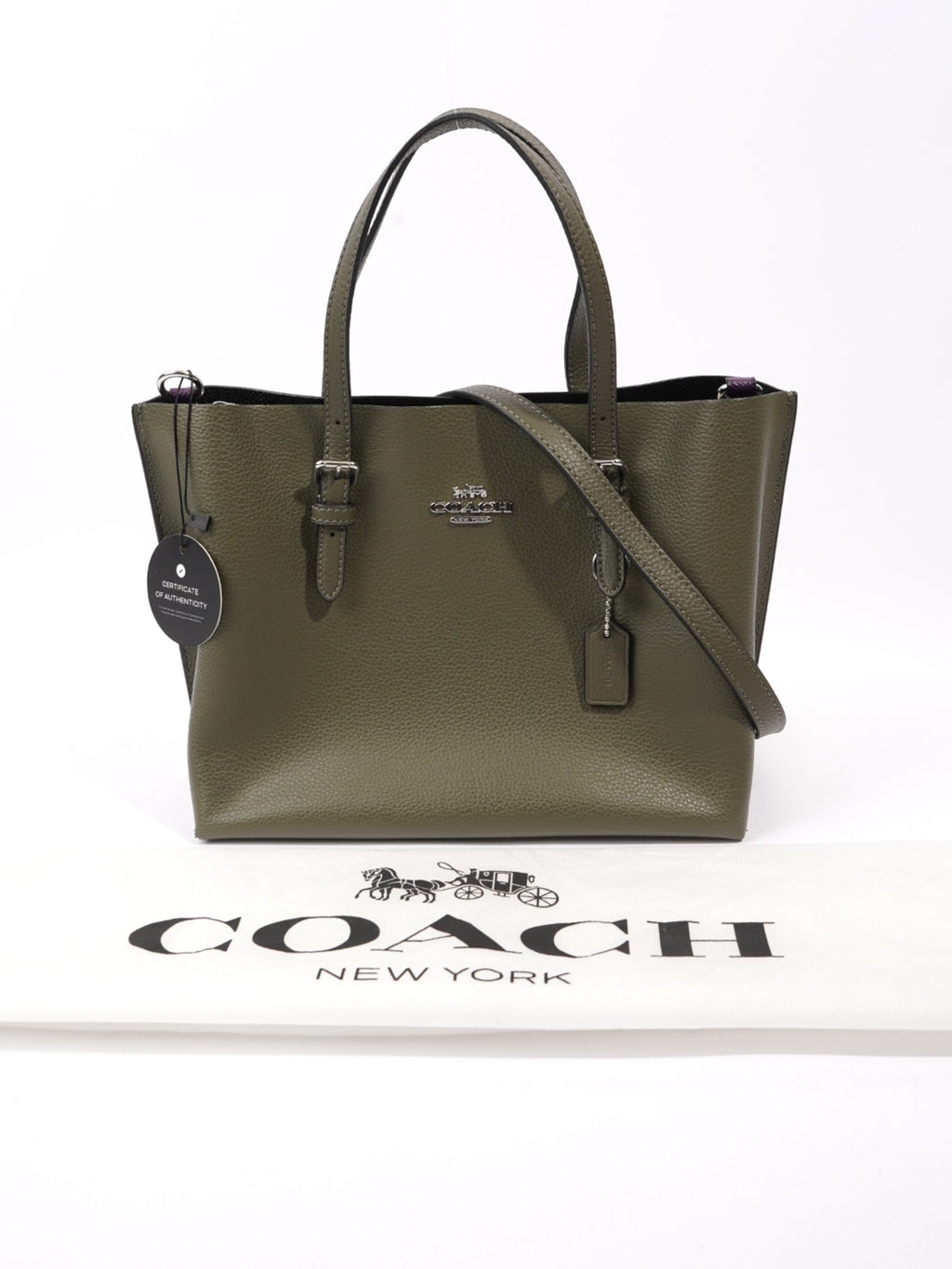 Coach Mollie Tote Bag 25 Olive Green Leather