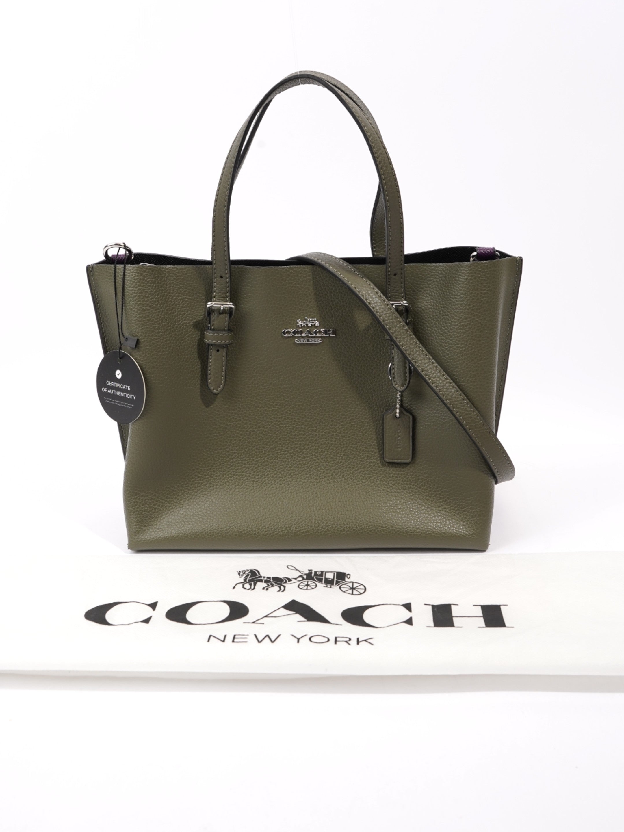 Coach Mollie Tote Bag 25 Olive Green Leather