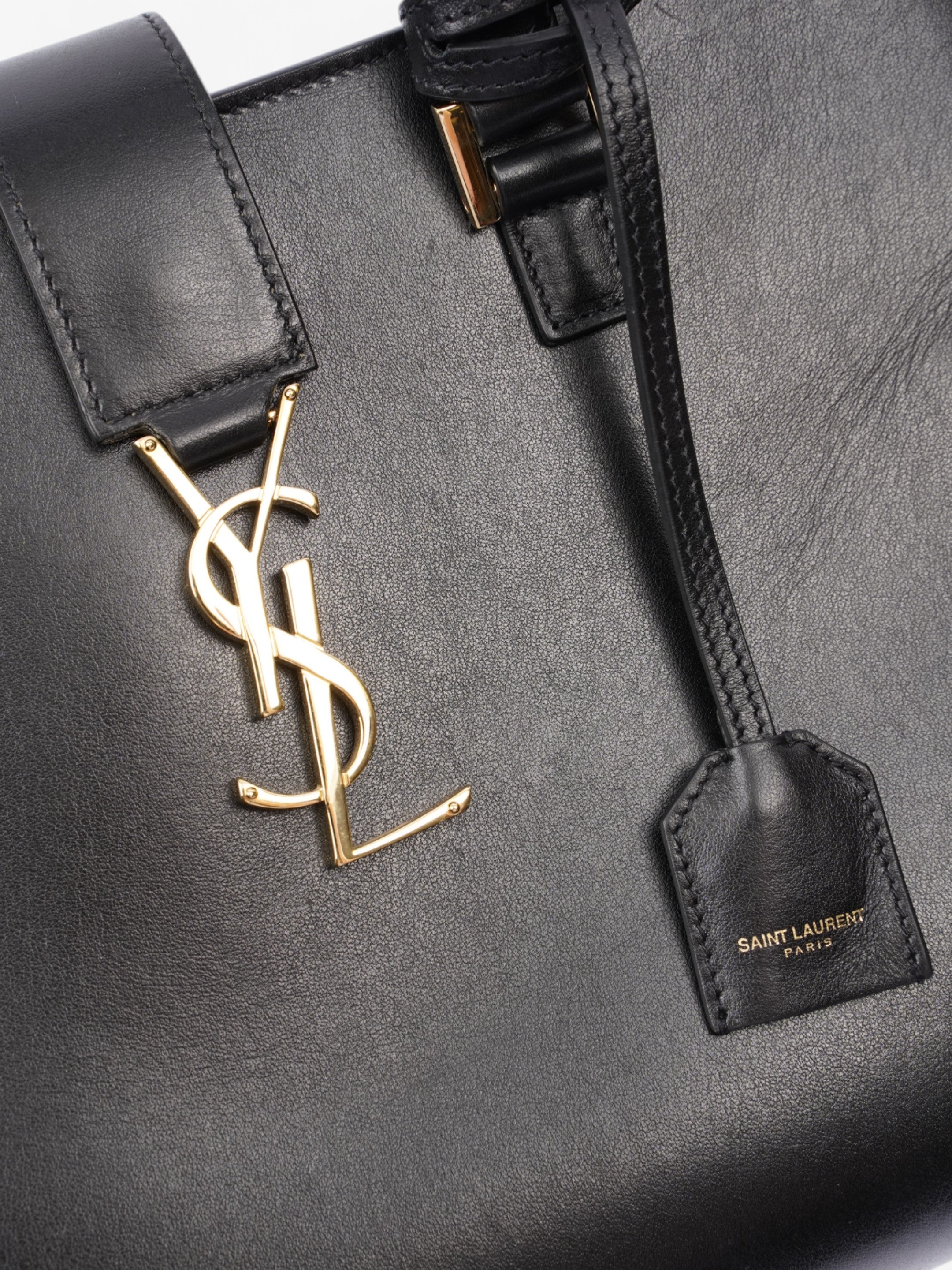 Saint Laurent Cabas Black Calfskin Leather Small