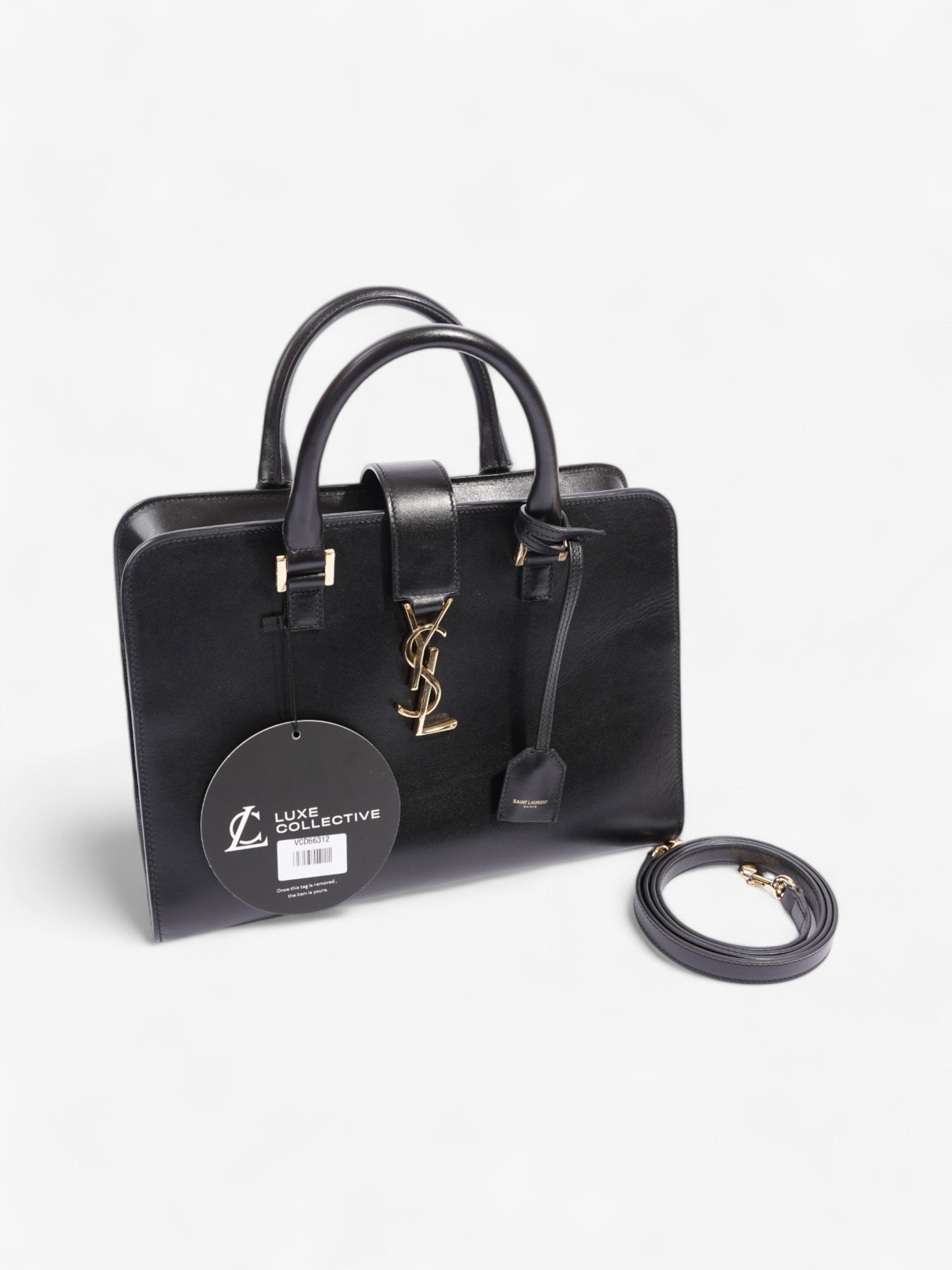 Saint Laurent Cabas Black Calfskin Leather Small
