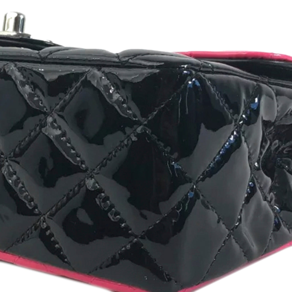 Chanel Rectangular Flap Mini Bicolor Patent Leather Silver