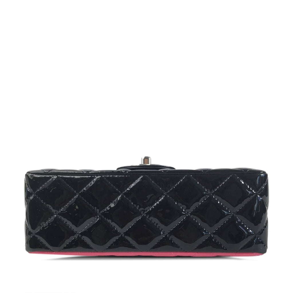 Chanel Rectangular Flap Mini Bicolor Patent Leather Silver