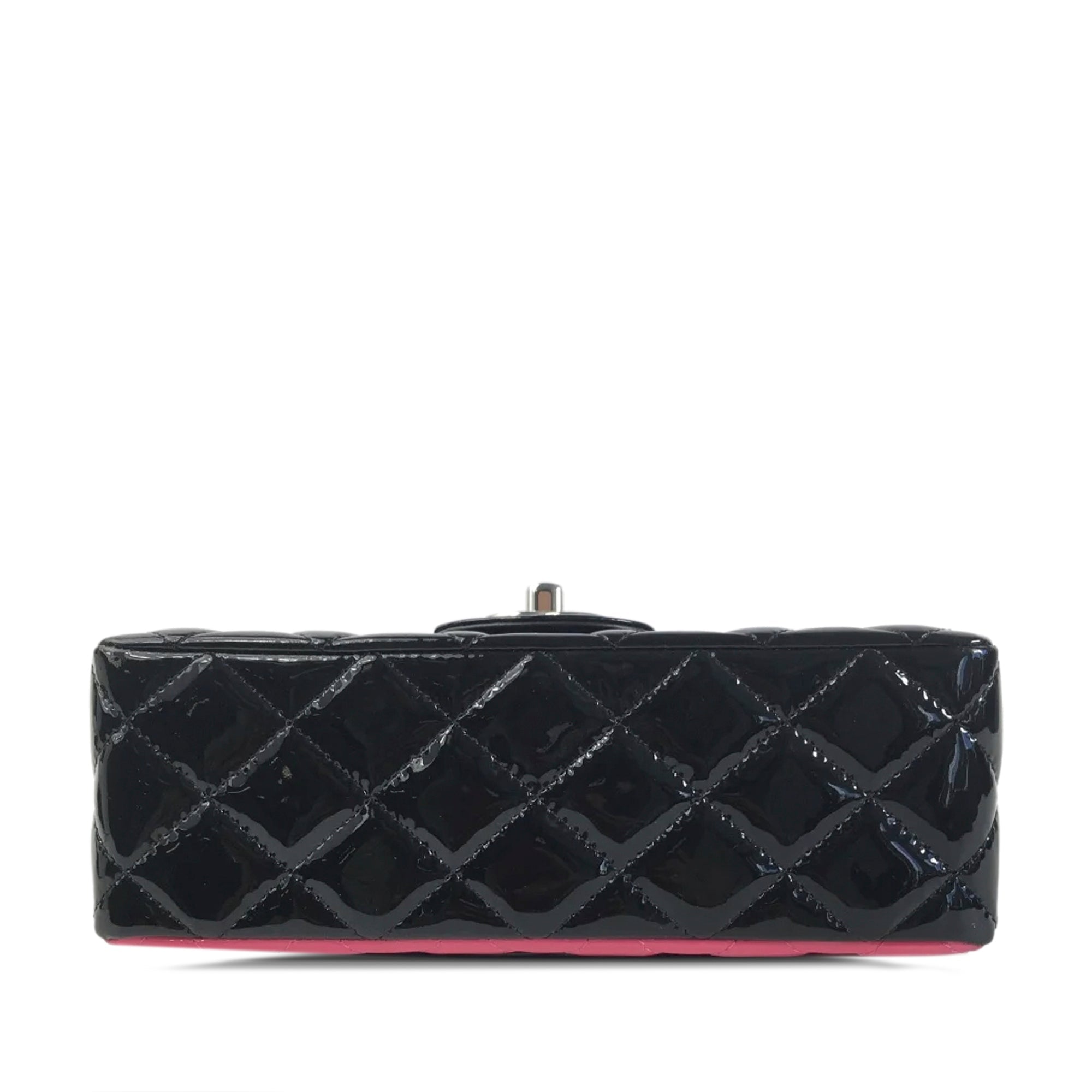 Chanel Rectangular Flap Mini Bicolor Patent Leather Silver