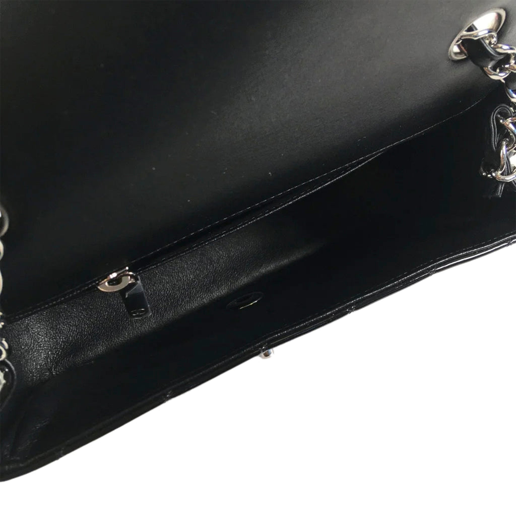 Chanel Rectangular Flap Mini Bicolor Patent Leather Silver