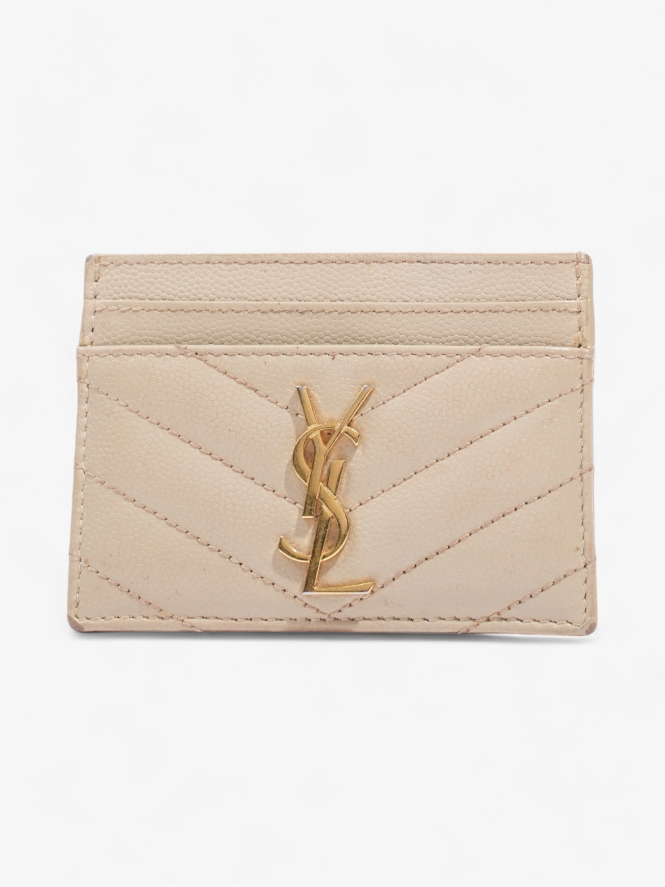 Saint Laurent Card Case Dusty Grey Lambskin Leather