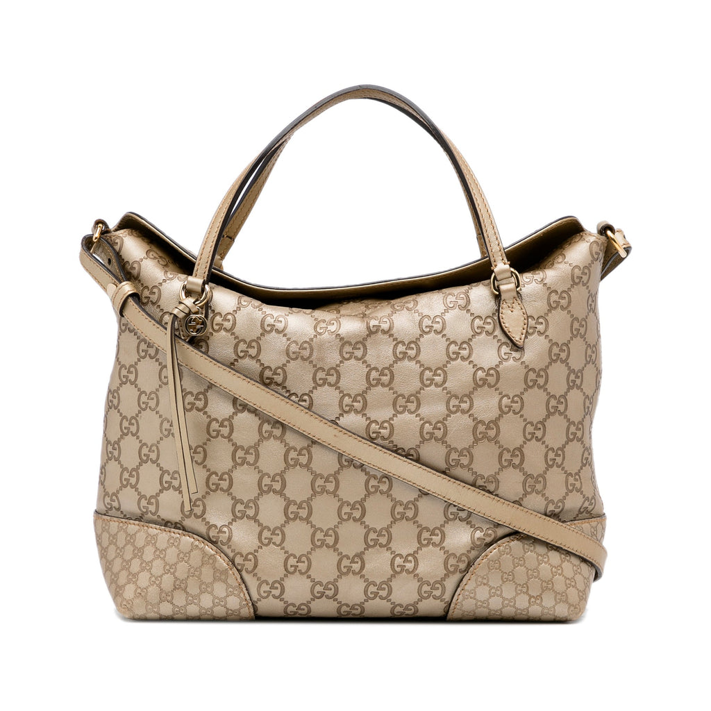 Gucci Bree Shoulder Bag Brown Guccisima Embossed Leather