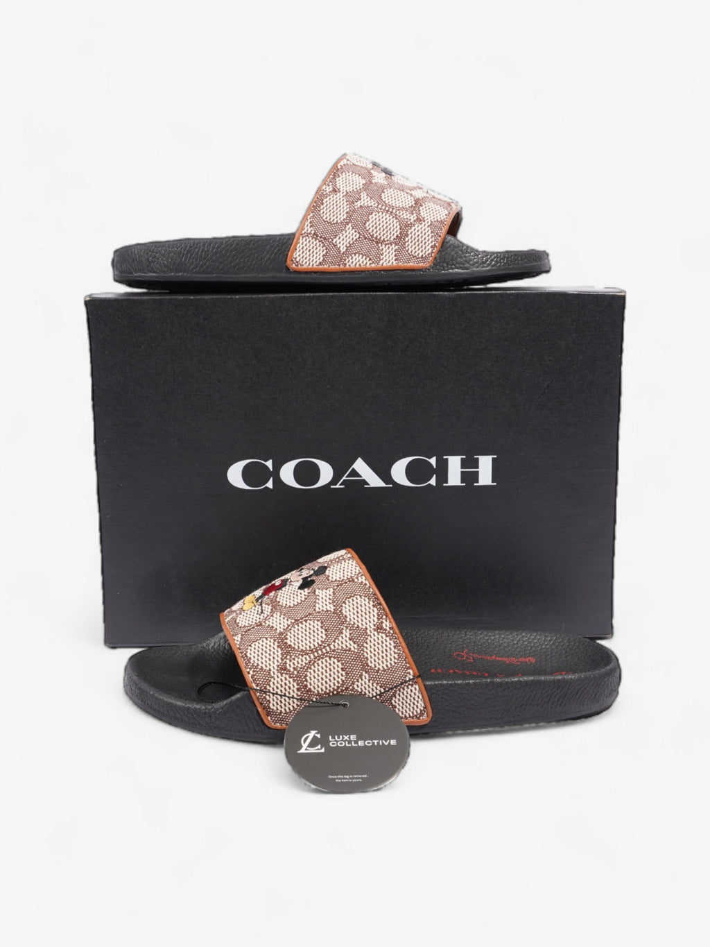 Coach Disney X Coach Sig Jacq Slide Cream / Brown / Black Cotton EU 39.5 UK 6.5