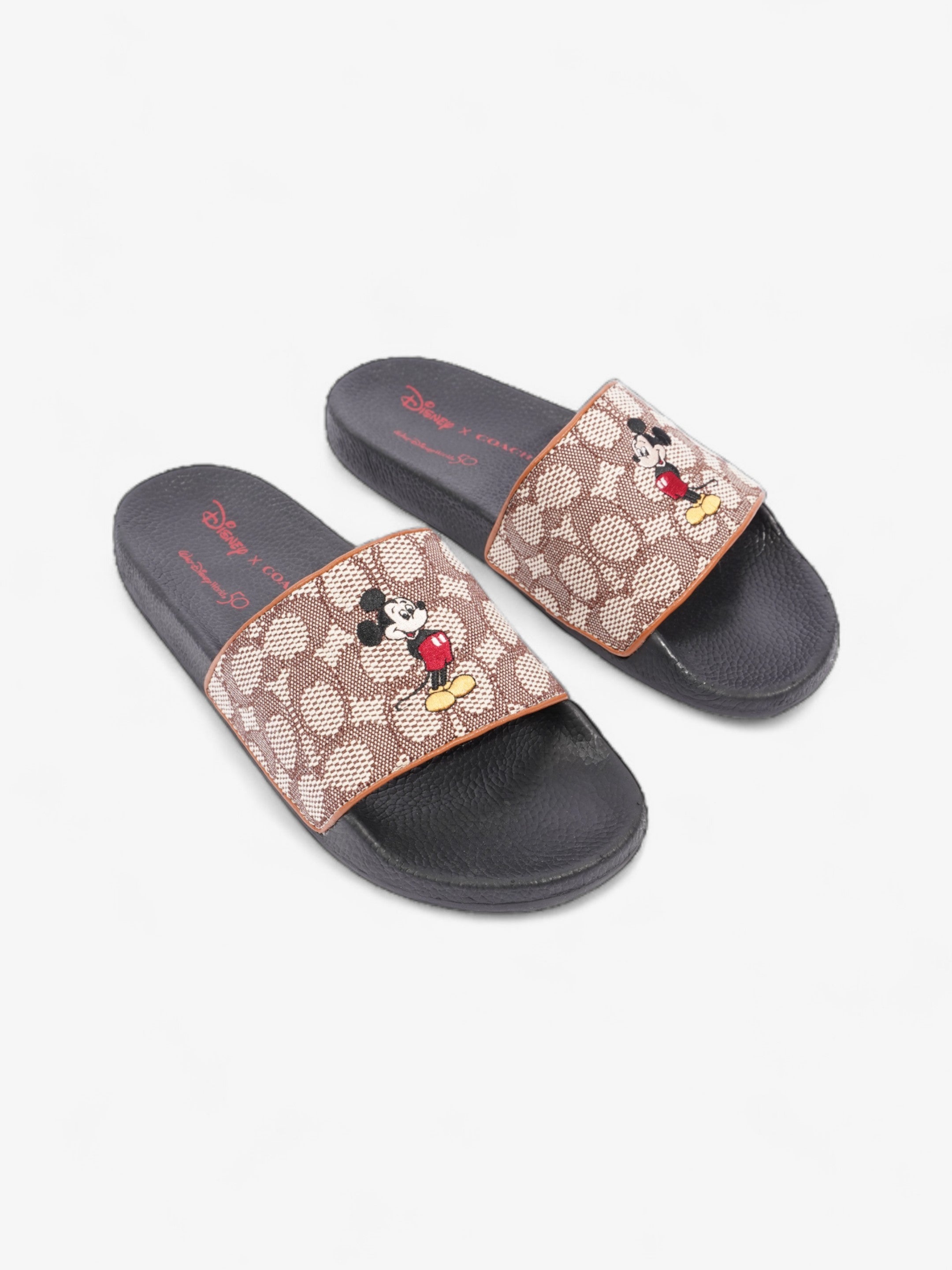 Coach Disney X Coach Sig Jacq Slide Cream / Brown / Black Cotton EU 39.5 UK 6.5
