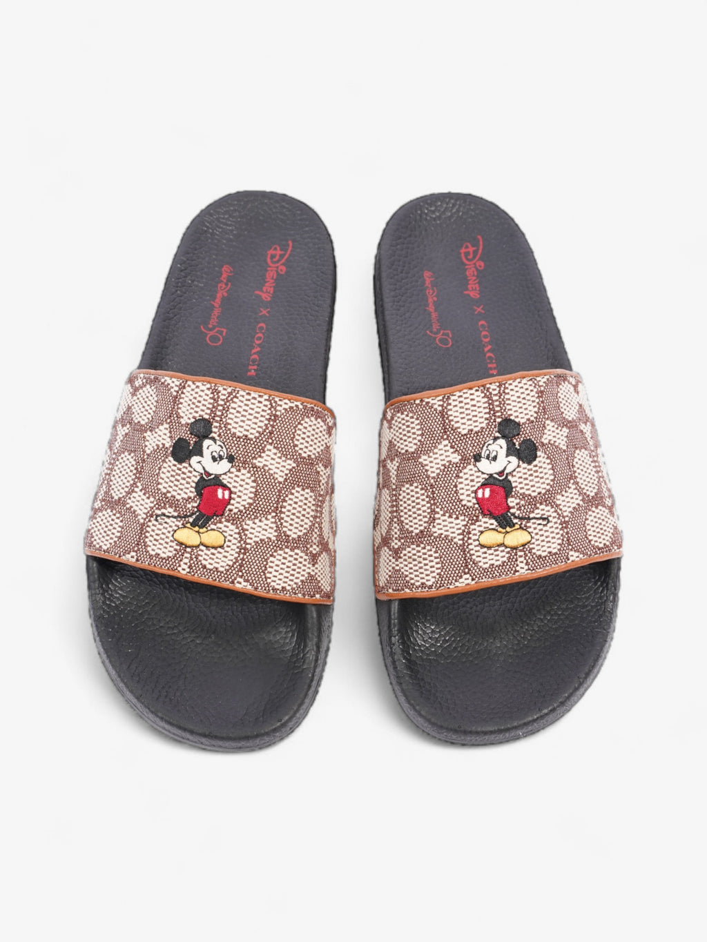 Coach Disney X Coach Sig Jacq Slide Cream / Brown / Black Cotton EU 39.5 UK 6.5