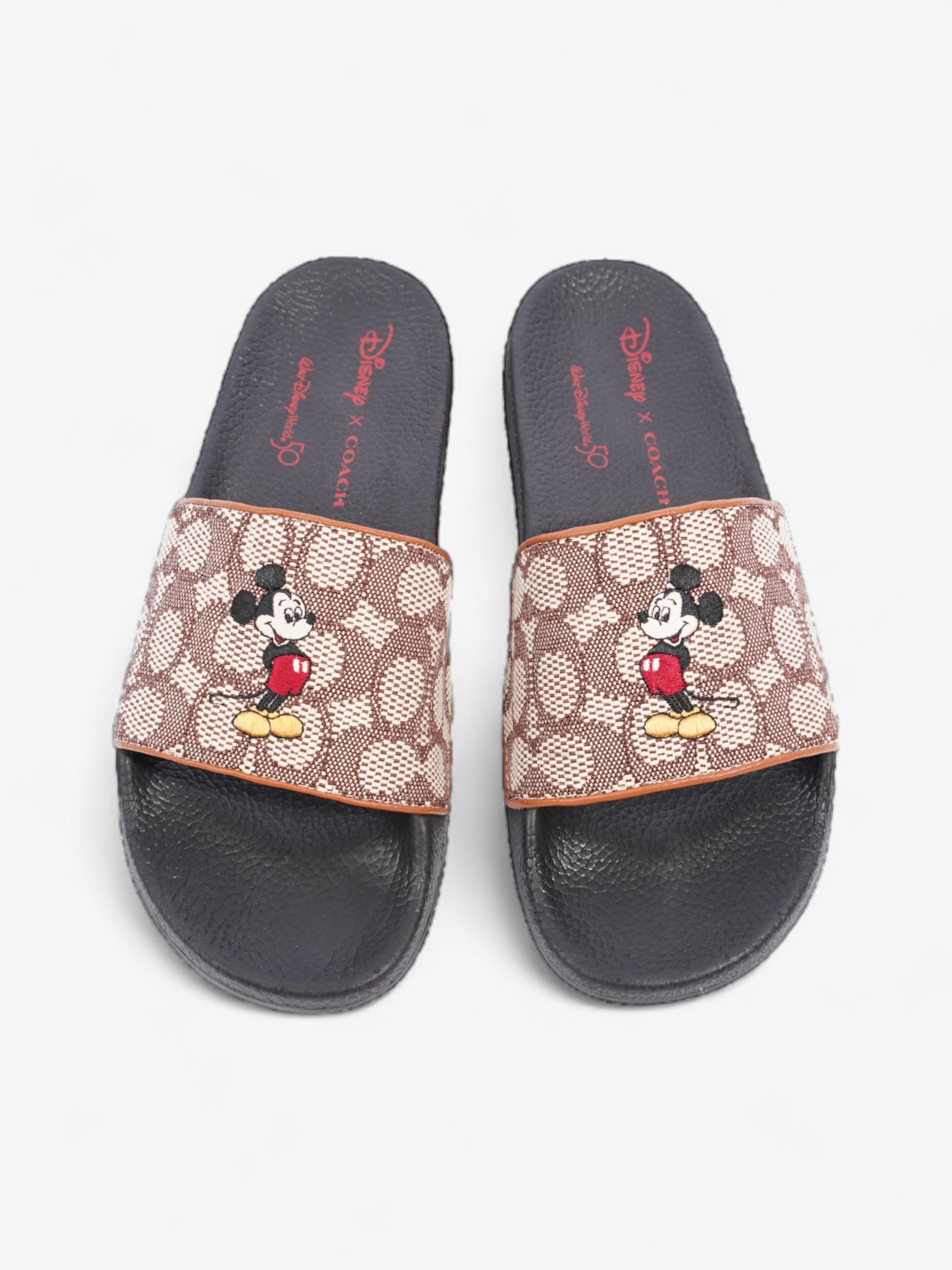 Coach Disney X Coach Sig Jacq Slide Cream / Brown / Black Cotton EU 39.5 UK 6.5