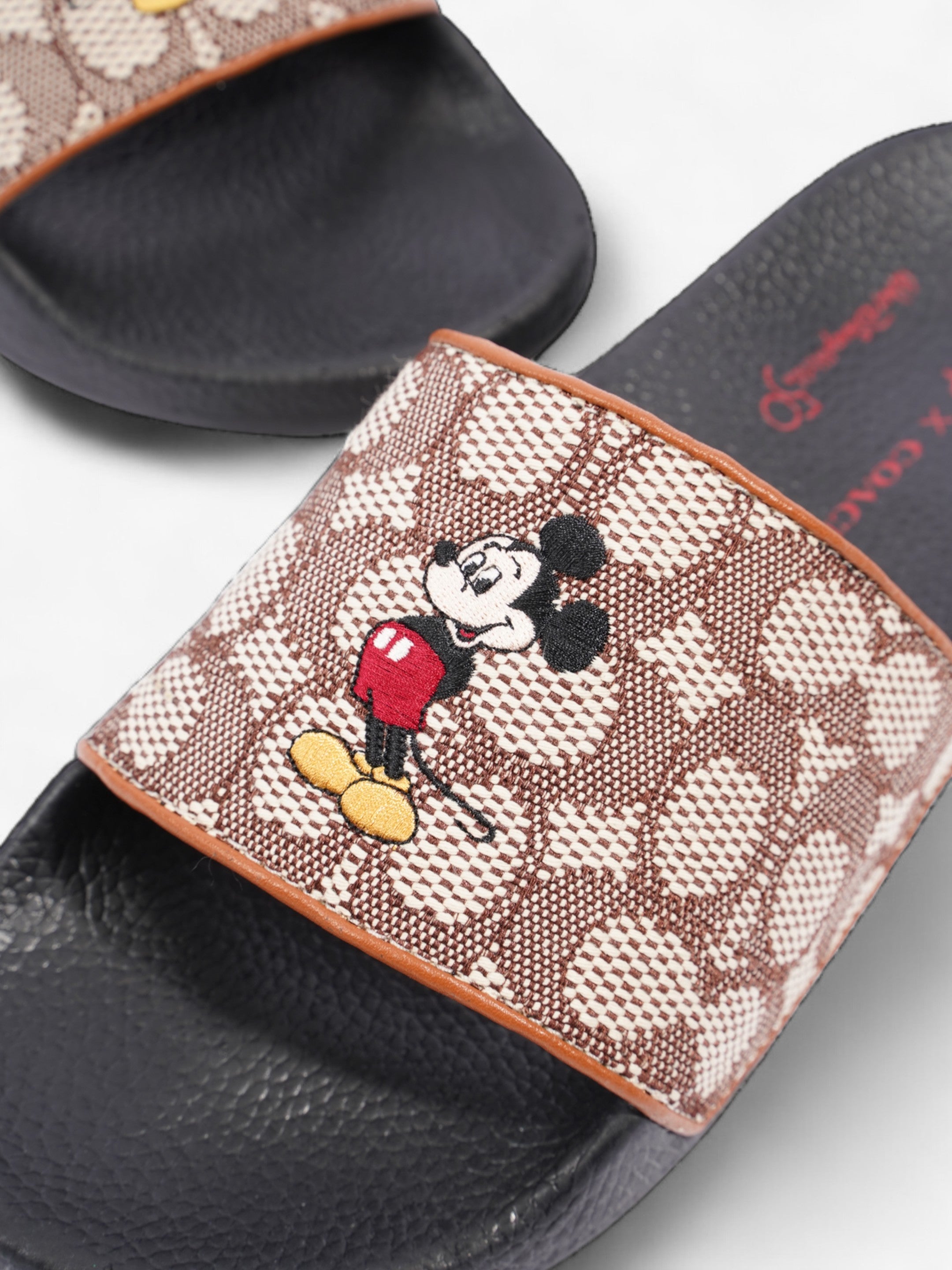Coach Disney X Coach Sig Jacq Slide Cream / Brown / Black Cotton EU 39.5 UK 6.5