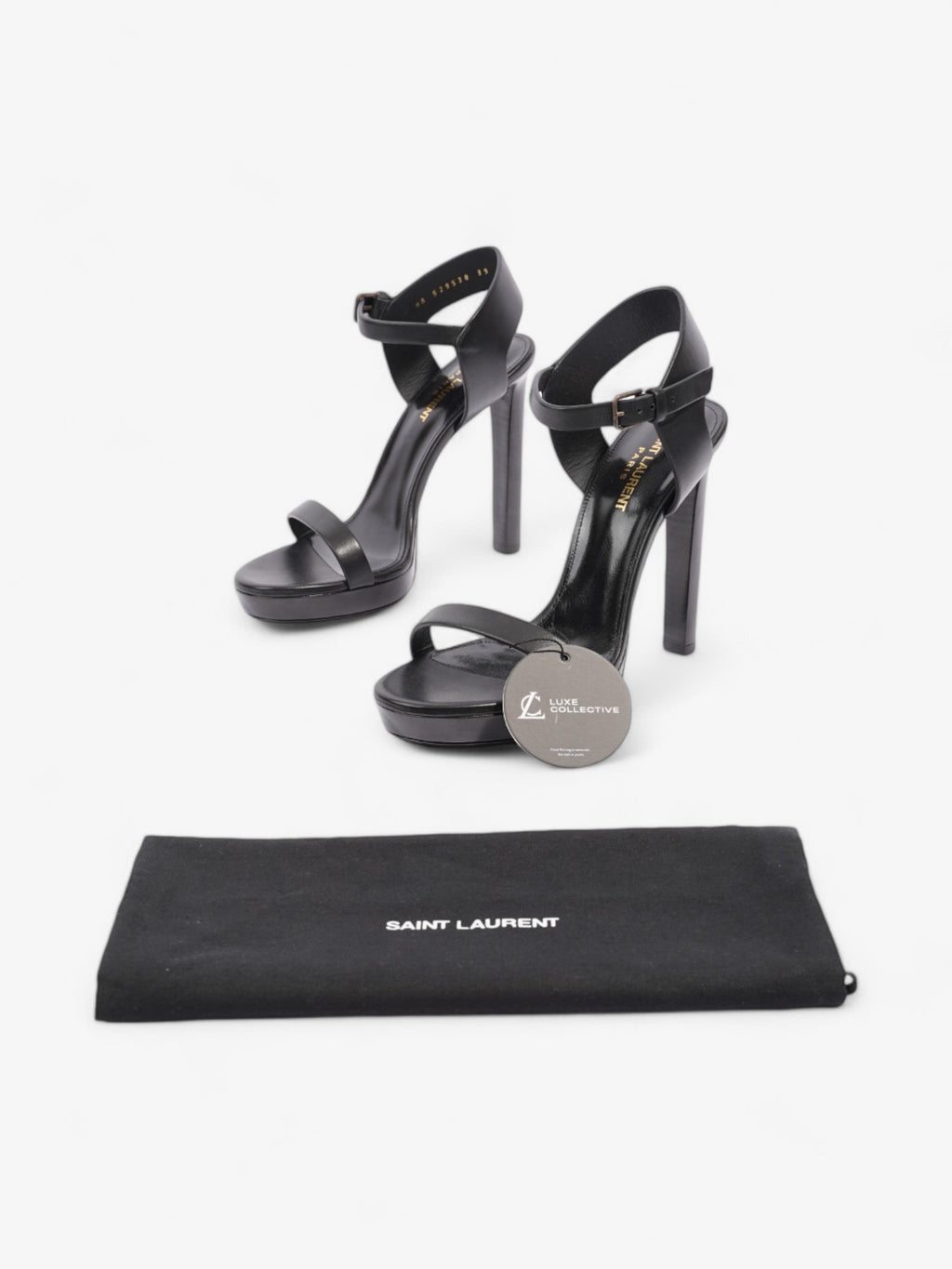 Saint Laurent Ankle Strap Heels 120 Black Leather EU 39 UK 6