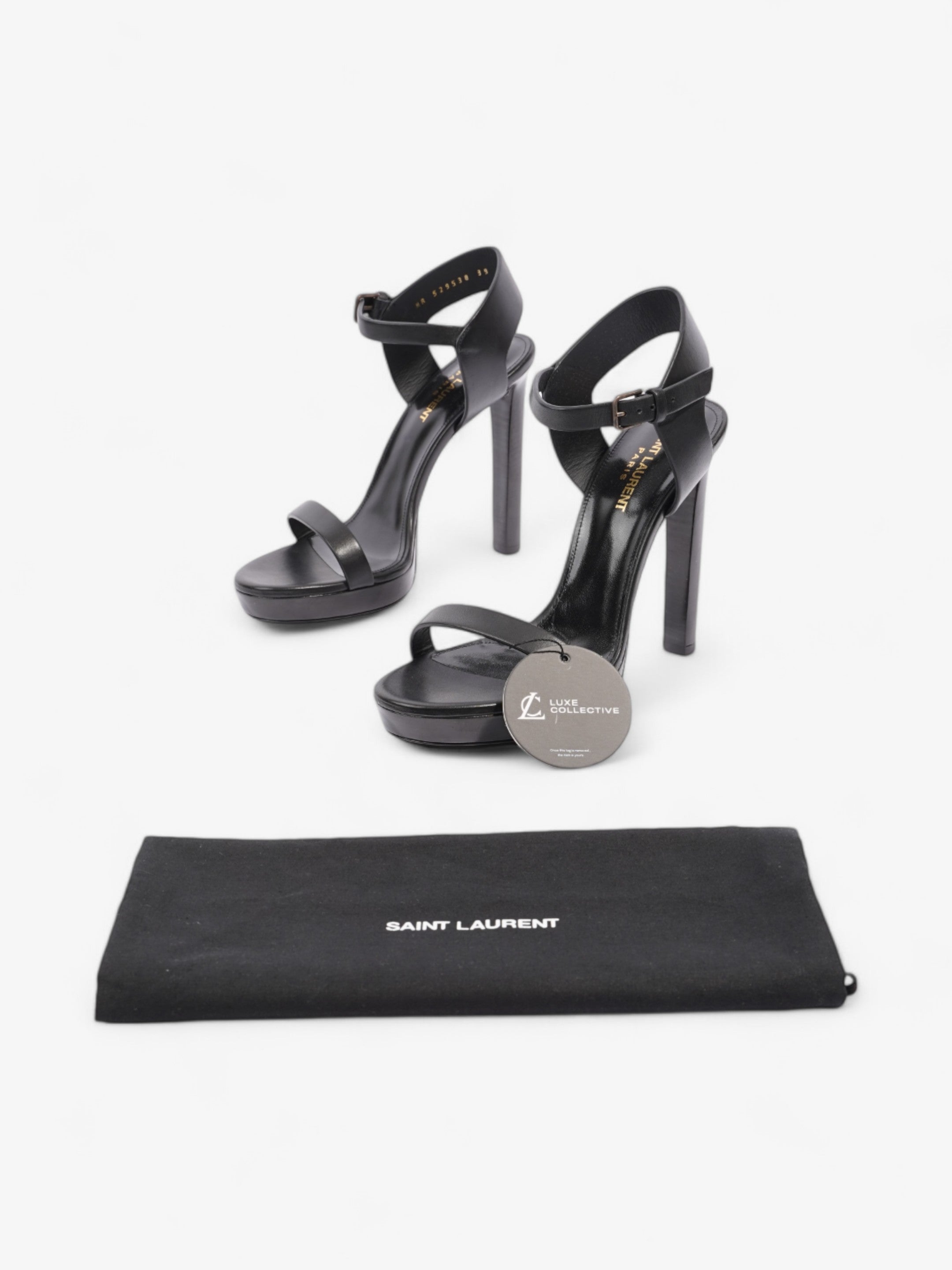 Saint Laurent Ankle Strap Heels 120 Black Leather EU 39 UK 6