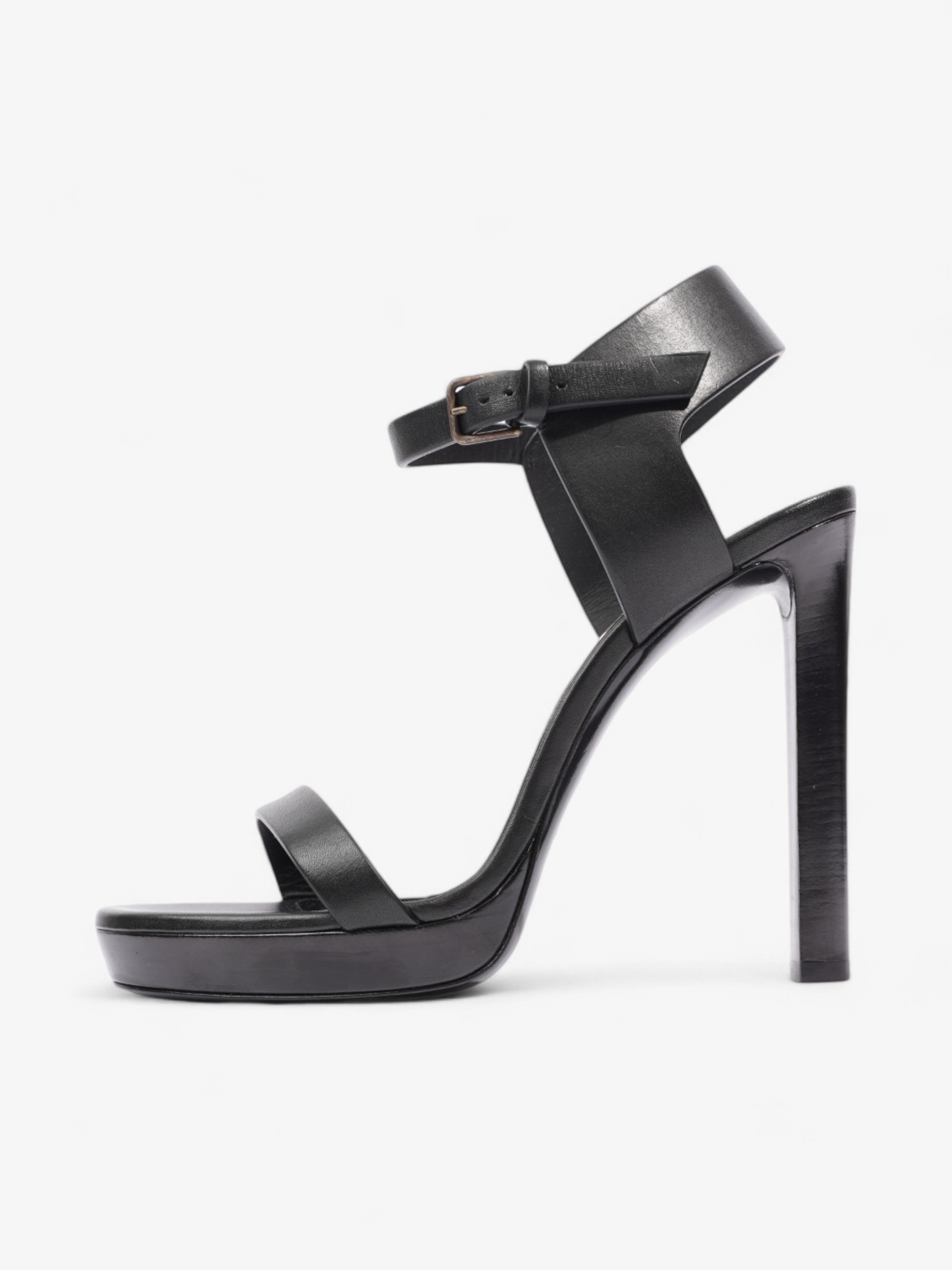 Saint Laurent Ankle Strap Heels 120 Black Leather EU 39 UK 6