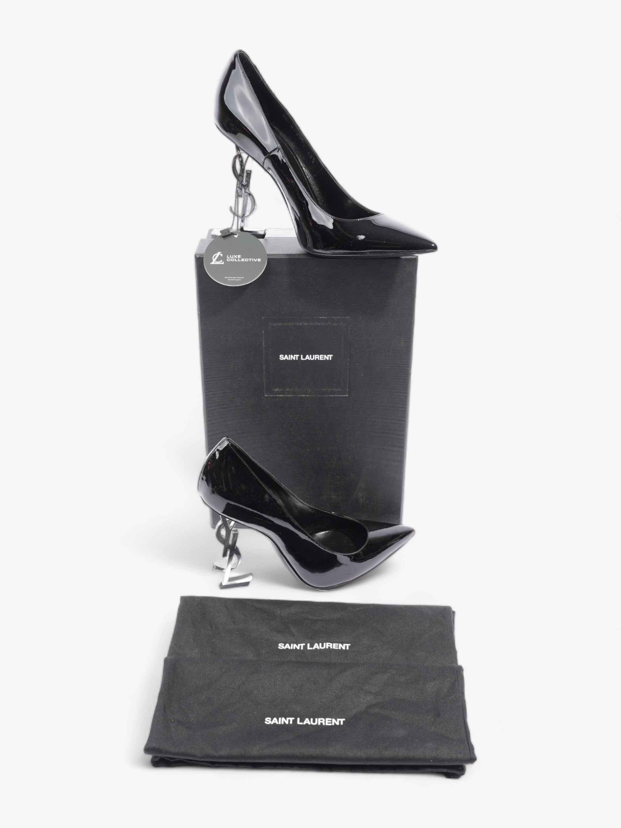 Saint Laurent Opyum Heels 110 Black Patent Leather EU 40.5 UK 7.5