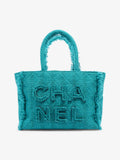 Chanel Shopper Tote Teal Green Tweed Medium