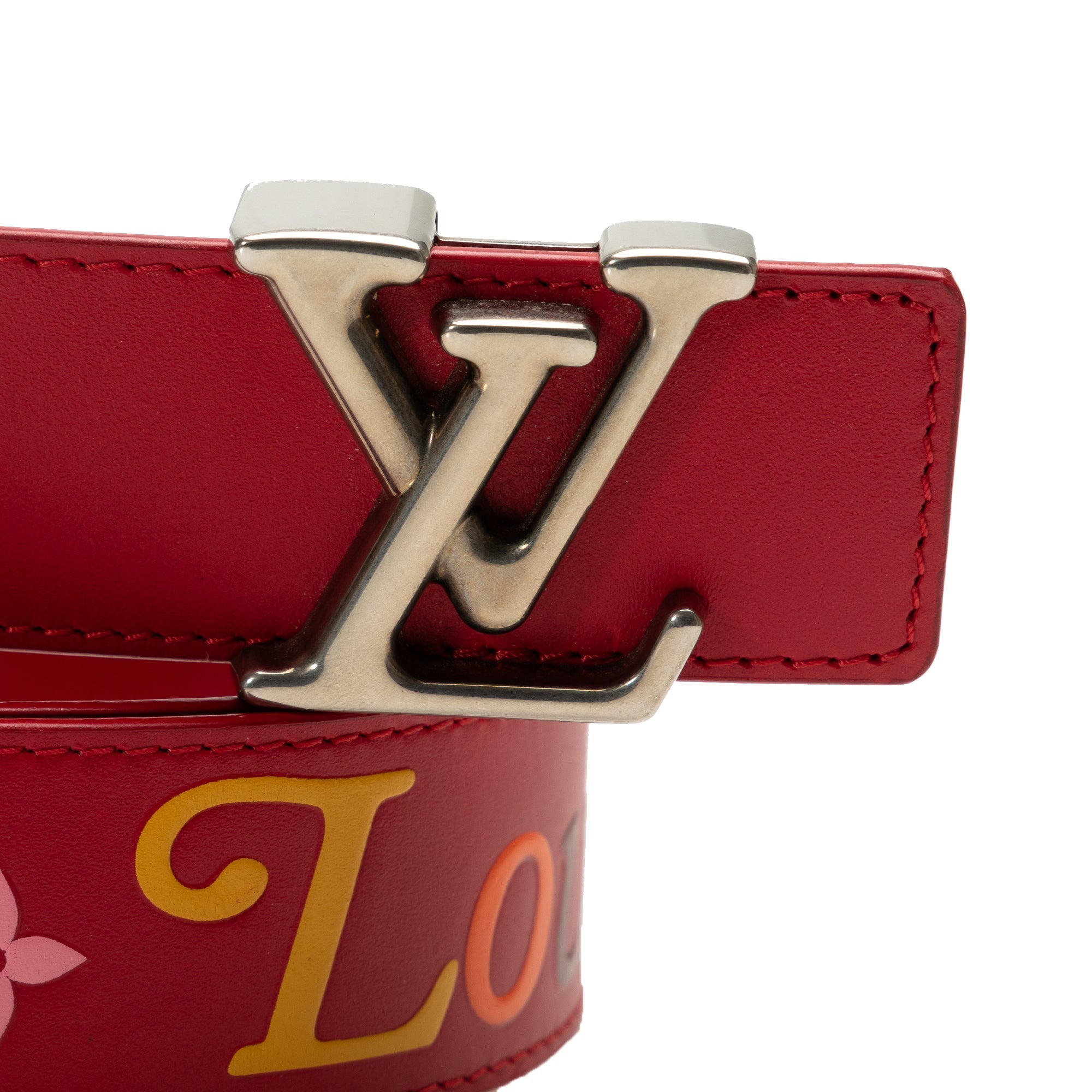 Red Louis Vuitton Monogram New Wave Belt