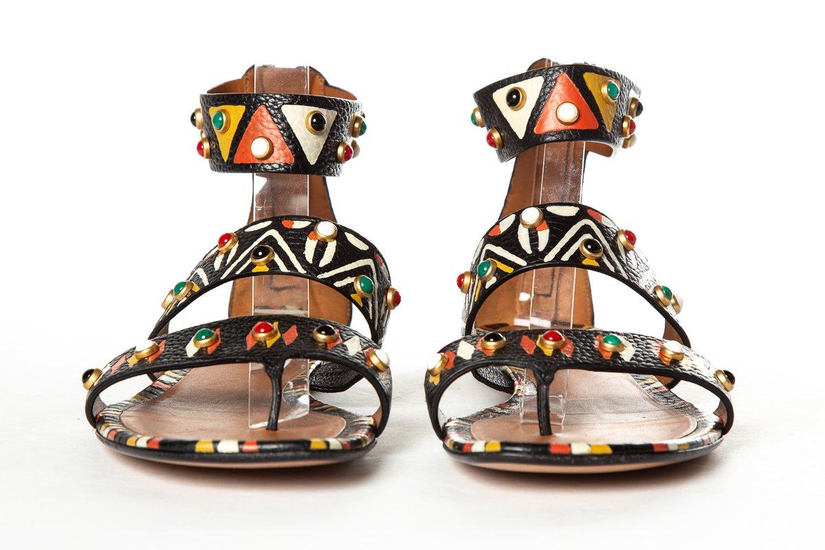 Valentino Black & Multicolor 'Primitive' Sandals 40