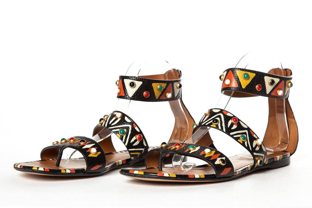 Valentino Black & Multicolor 'Primitive' Sandals 40