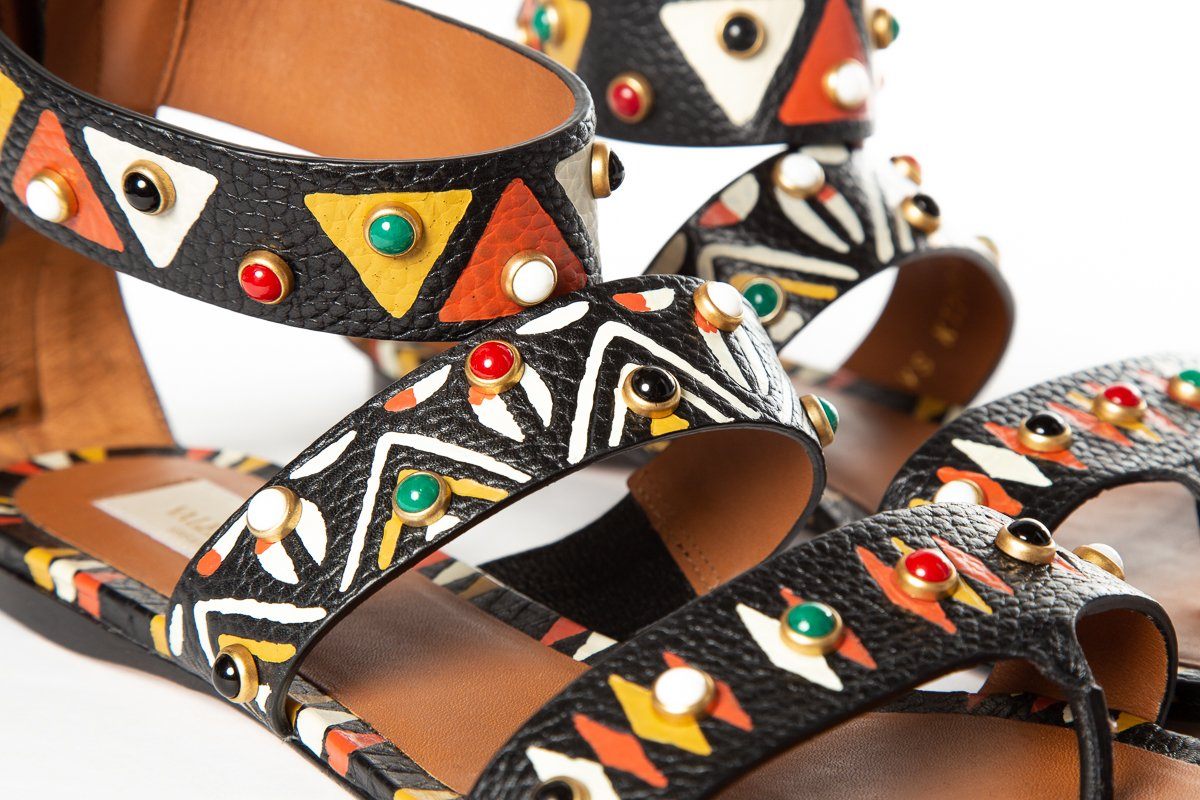 Valentino Black & Multicolor 'Primitive' Sandals 40