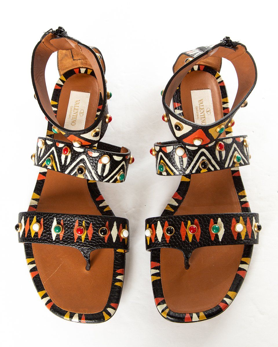Valentino Black & Multicolor 'Primitive' Sandals 40