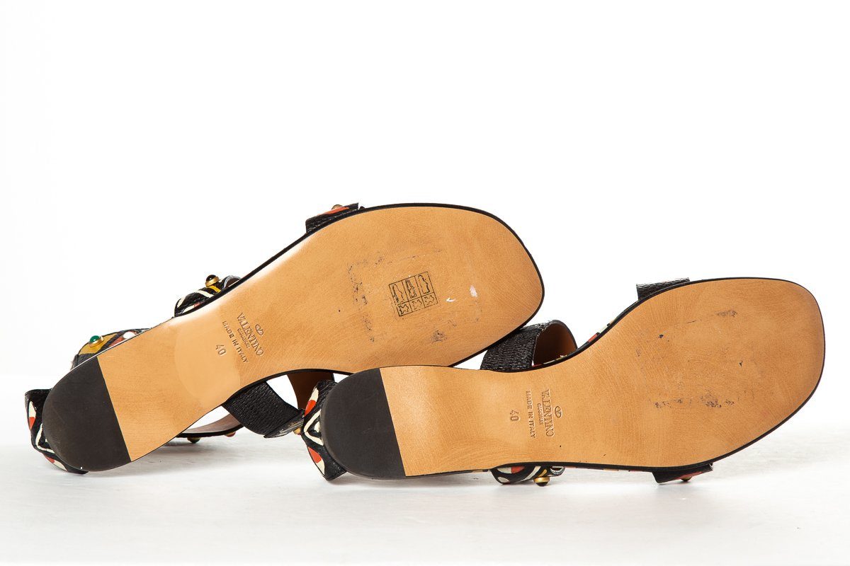 Valentino Black & Multicolor 'Primitive' Sandals 40