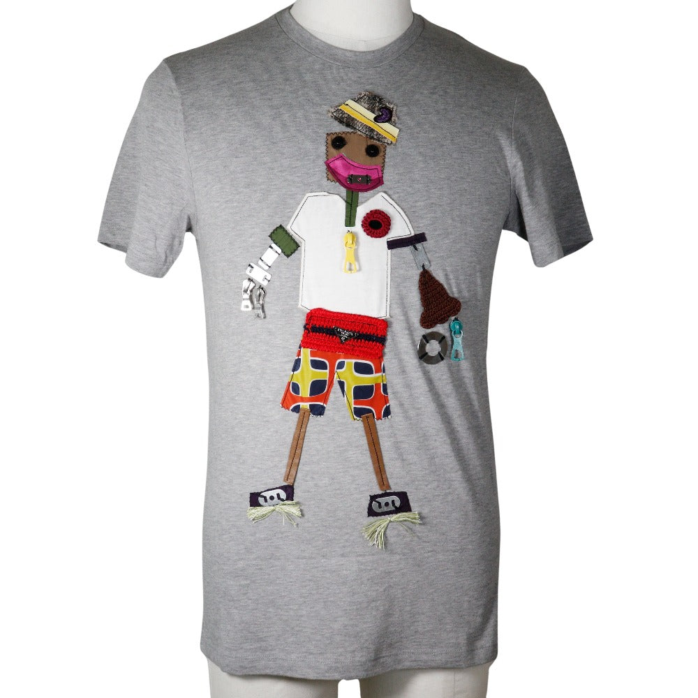 PRADA Short sleeve T-shirt cotton gray robot mens S Used