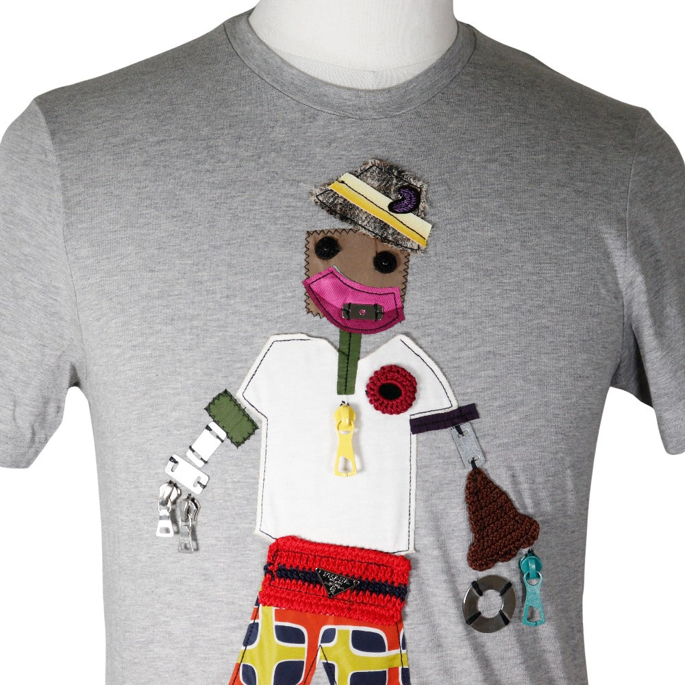 PRADA Short sleeve T-shirt cotton gray robot mens S Used