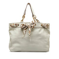 White Gucci Large Leather Positano Scarf Tote