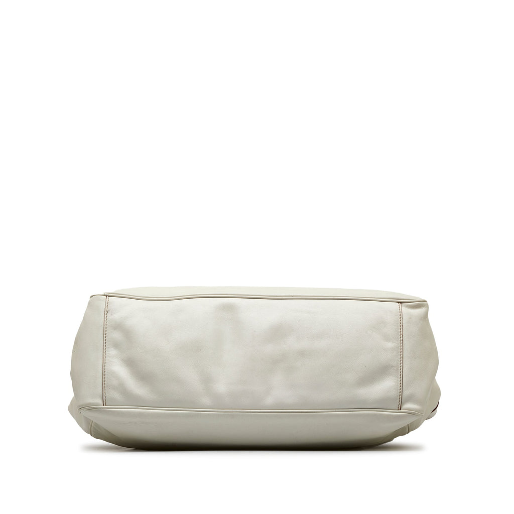 White Gucci Large Leather Positano Scarf Tote