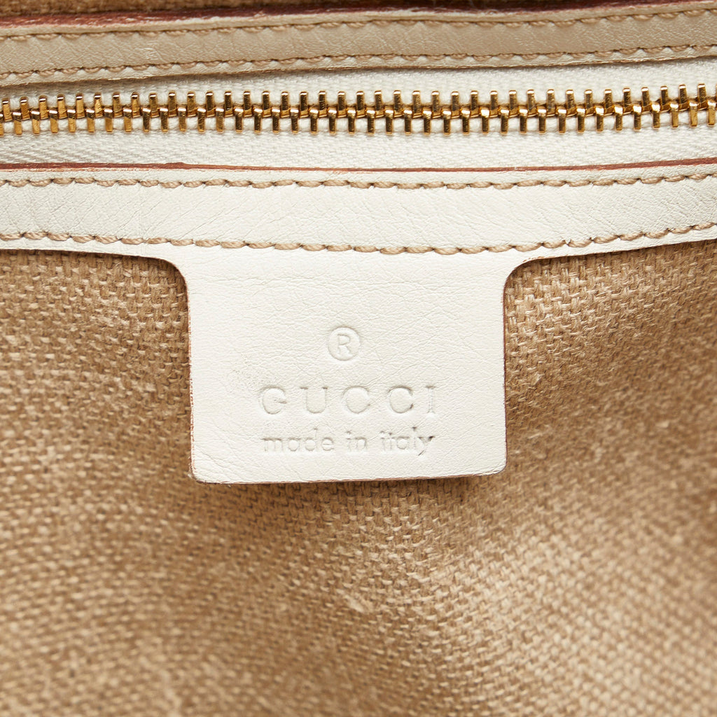 White Gucci Large Leather Positano Scarf Tote