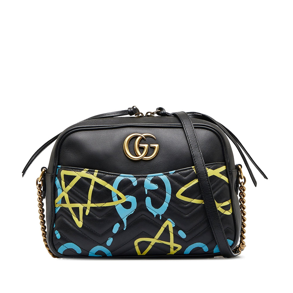 Gucci GG Marmont Black Printed Leather