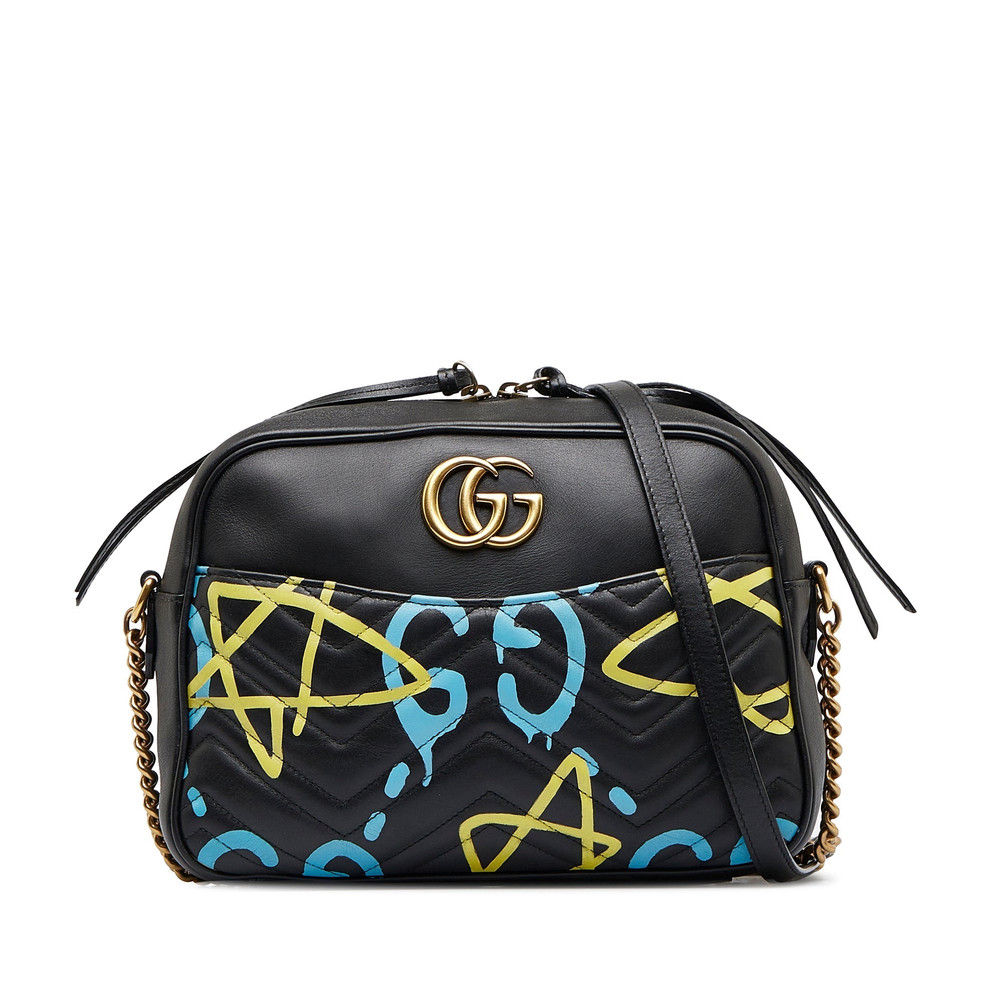 Gucci GG Marmont Black Printed Leather