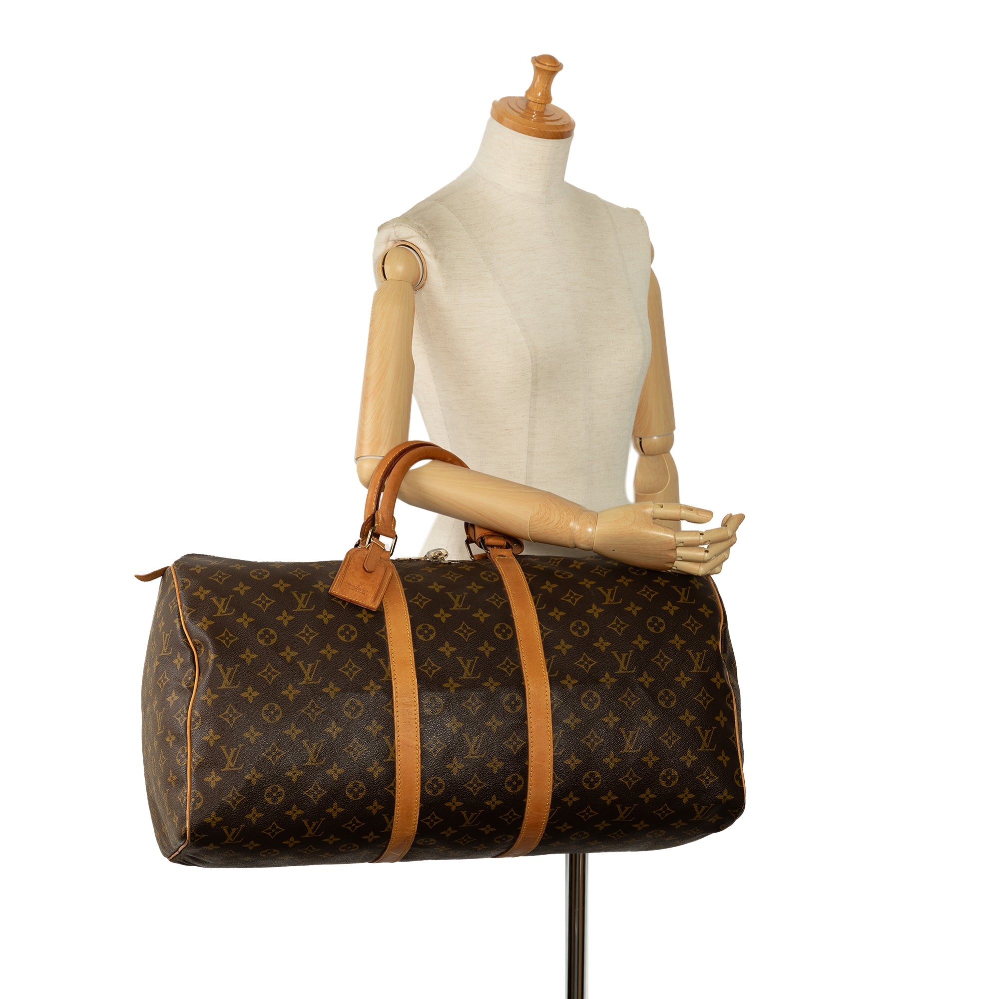 Brown Louis Vuitton Monogram Keepall 55 Travel Bag