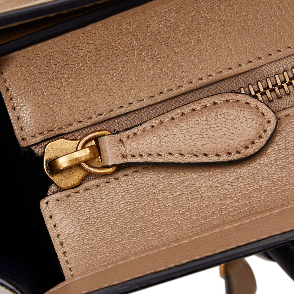 Tan Celine Micro Luggage Tote Bicolor