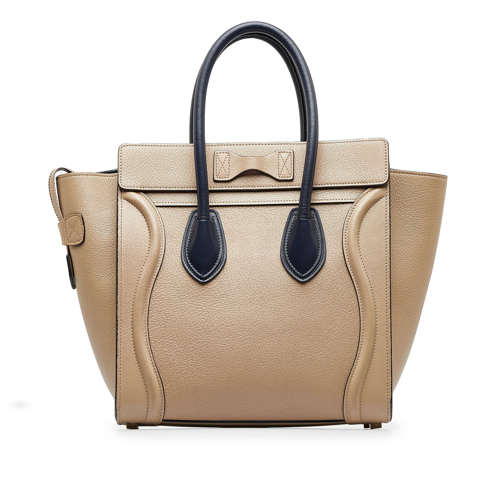 Tan Celine Micro Luggage Tote Bicolor