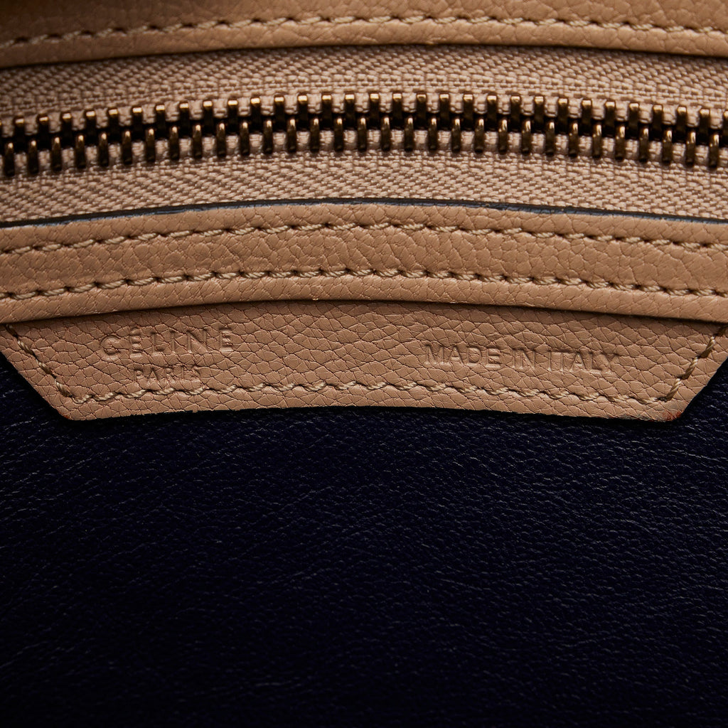 Tan Celine Micro Luggage Tote Bicolor