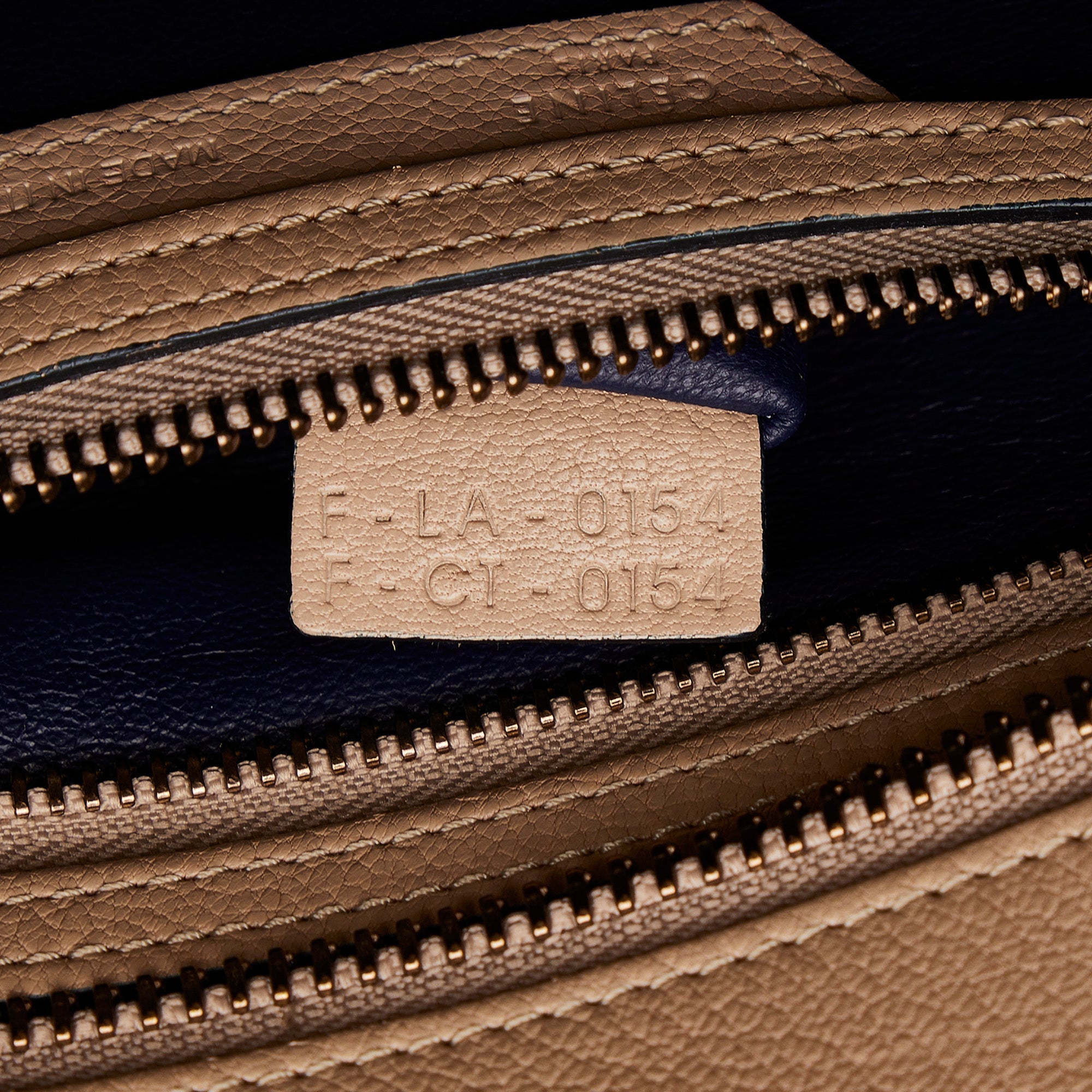 Tan Celine Micro Luggage Tote Bicolor