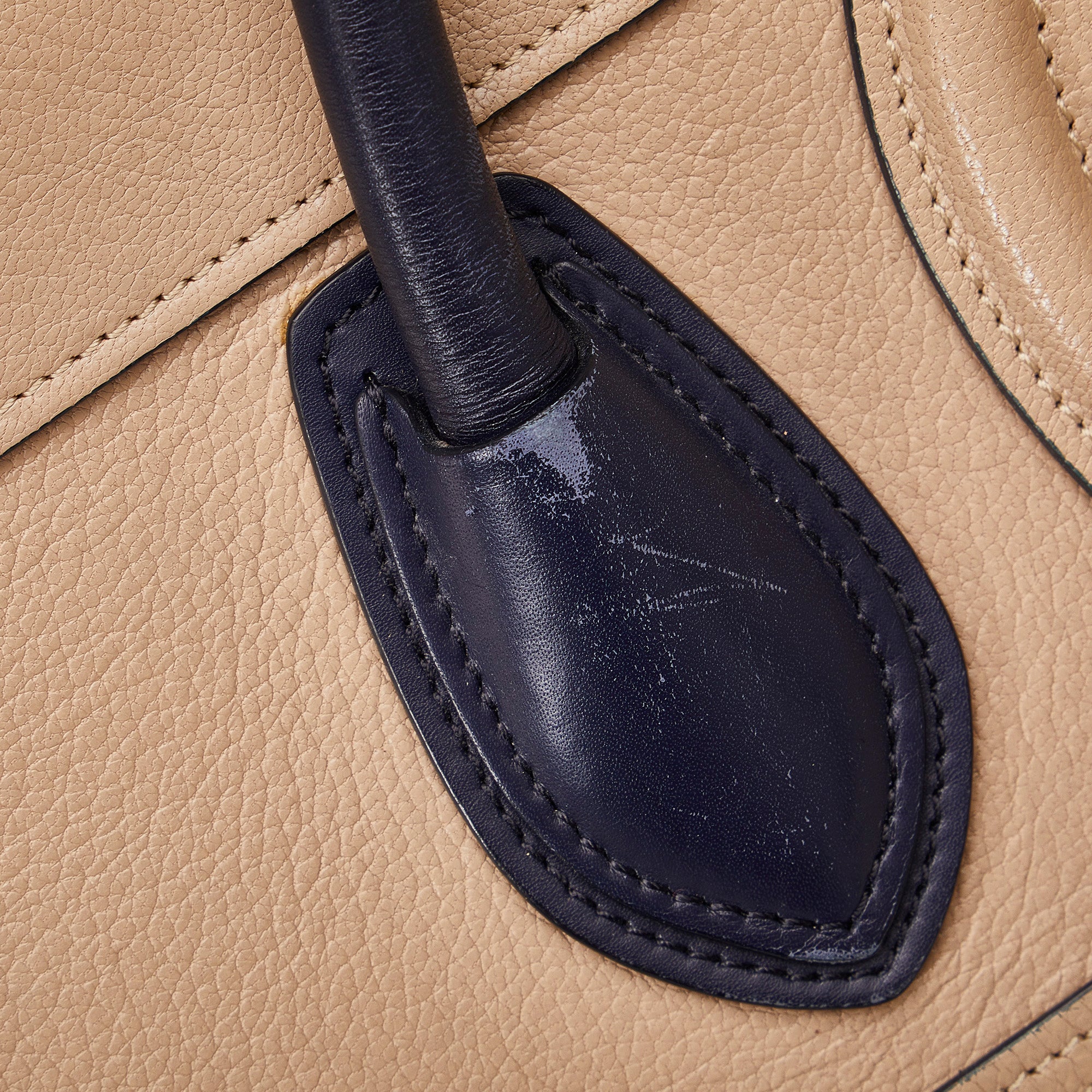 Tan Celine Micro Luggage Tote Bicolor