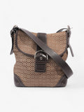 Coach Monogram Flap Crossbody Brown Canvas