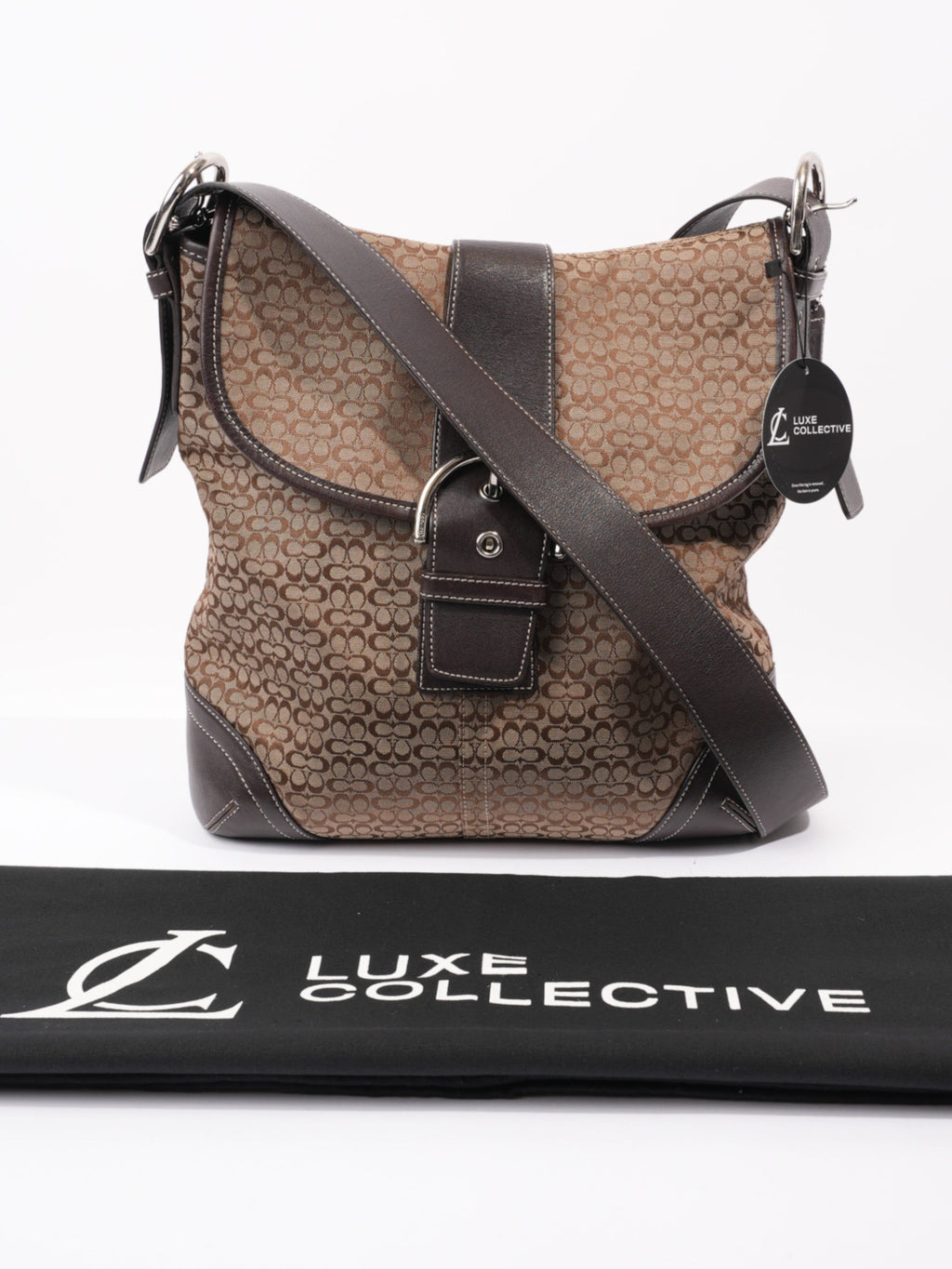 Coach Monogram Flap Crossbody Brown Canvas